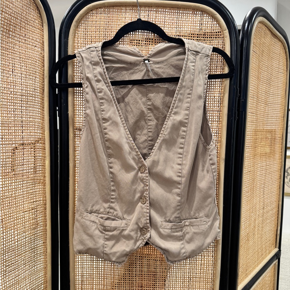 Beige Button-Down Vest